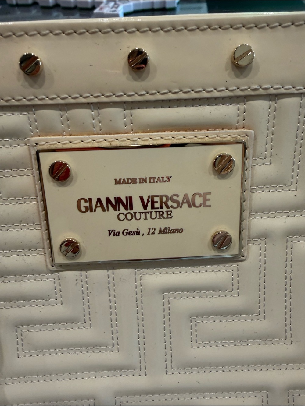 Vintage Gianni Versace Couture White Patent Leather Top Handle Bag Made in Italy - Picture 2 of 16